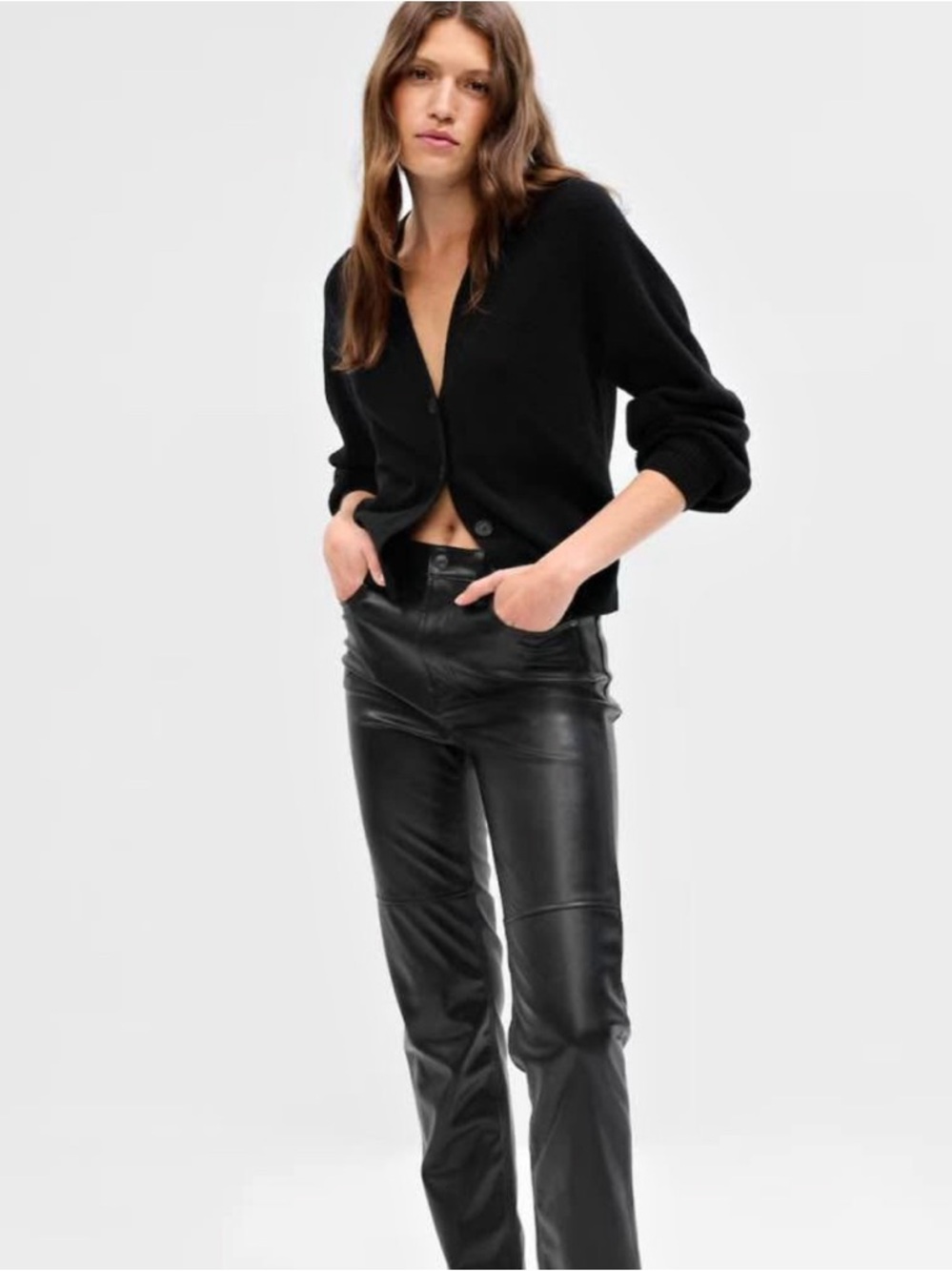 Women GAP Leather worn once 1 hour  Black Straight leg $30 FIRM
